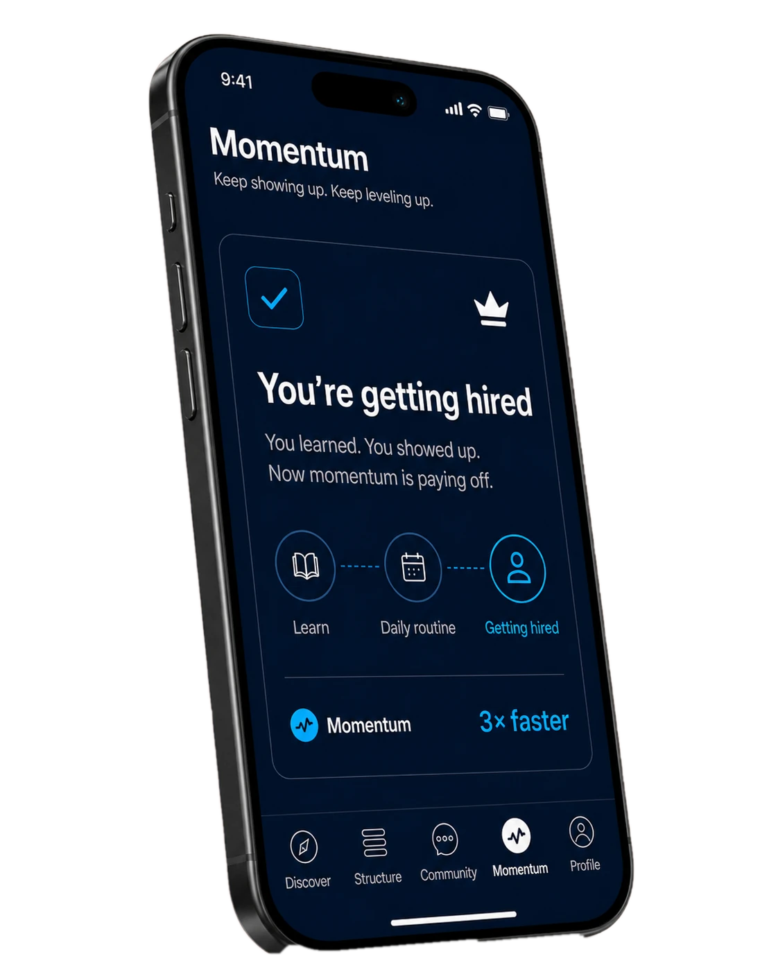 Level Up app hiring momentum screen